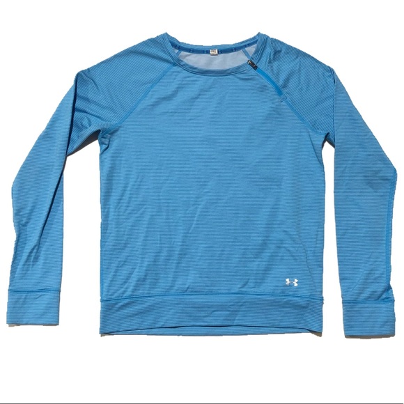 UA ColdGear CozyZip Crew Microstripe Blue - Picture 4 of 9